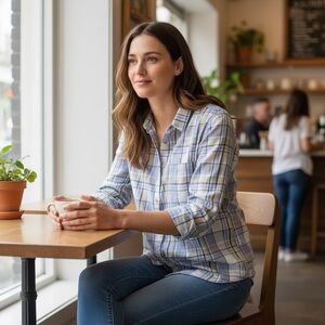 WINDRIVER Plaid womens Shirt - Blue and Yellow size large